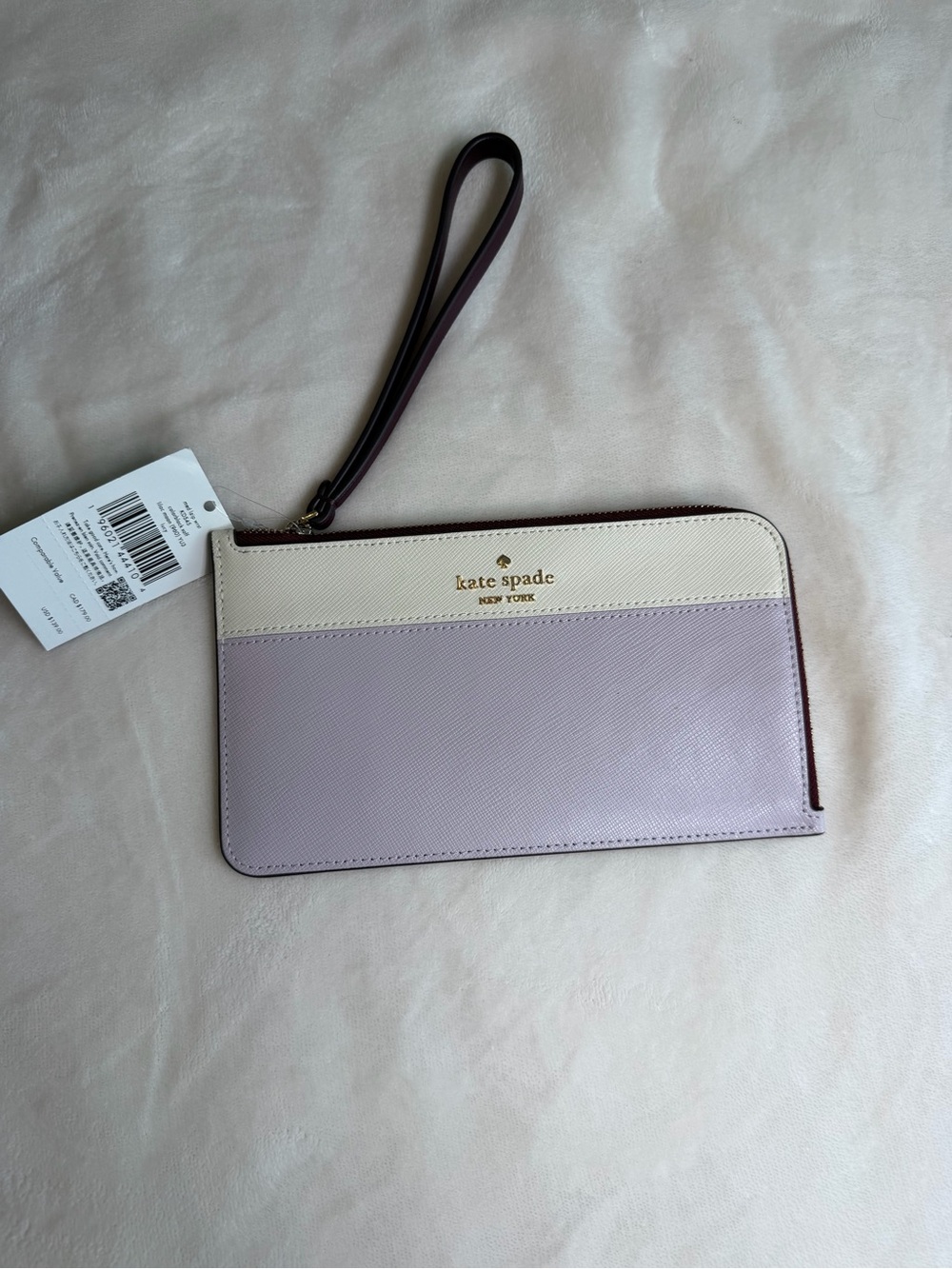 kate spade Two-Tone Lilac and Cream Wristlet with Strap